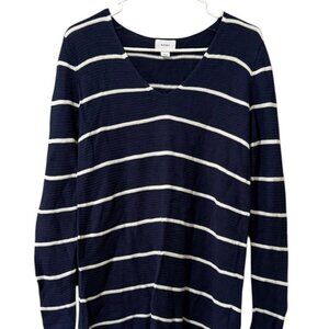 Old Navy Women Size Small Lightweight Tunic Sweater V Neck‎ Blue Striped Comfort
